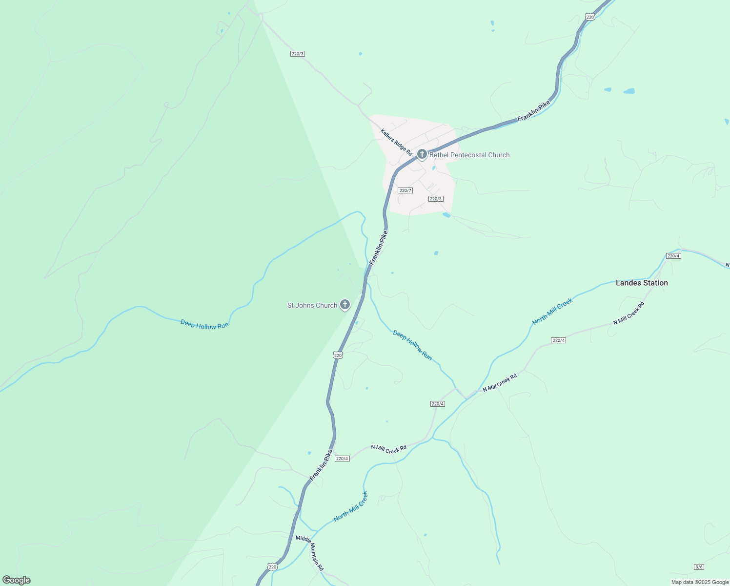 map of restaurants, bars, coffee shops, grocery stores, and more near 3222 Franklin Pike in Petersburg
