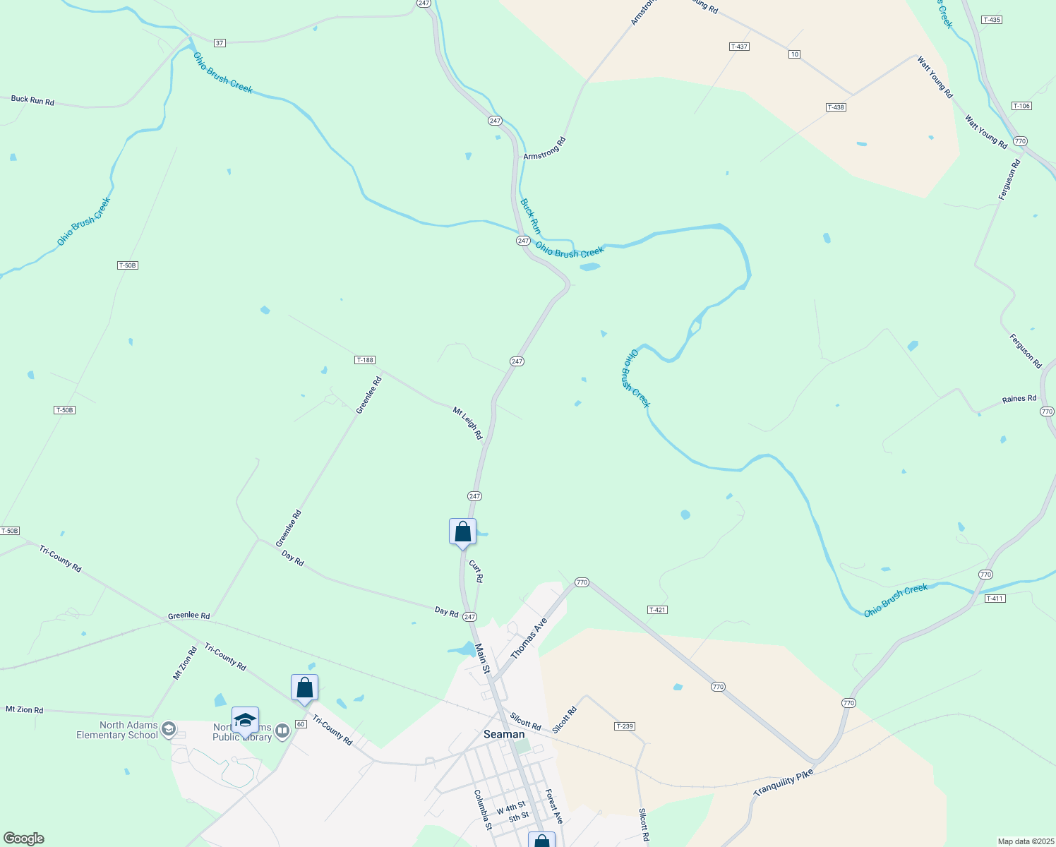 map of restaurants, bars, coffee shops, grocery stores, and more near in Seaman