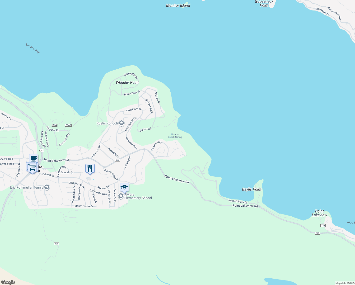 map of restaurants, bars, coffee shops, grocery stores, and more near 4816 Marina Drive in Kelseyville