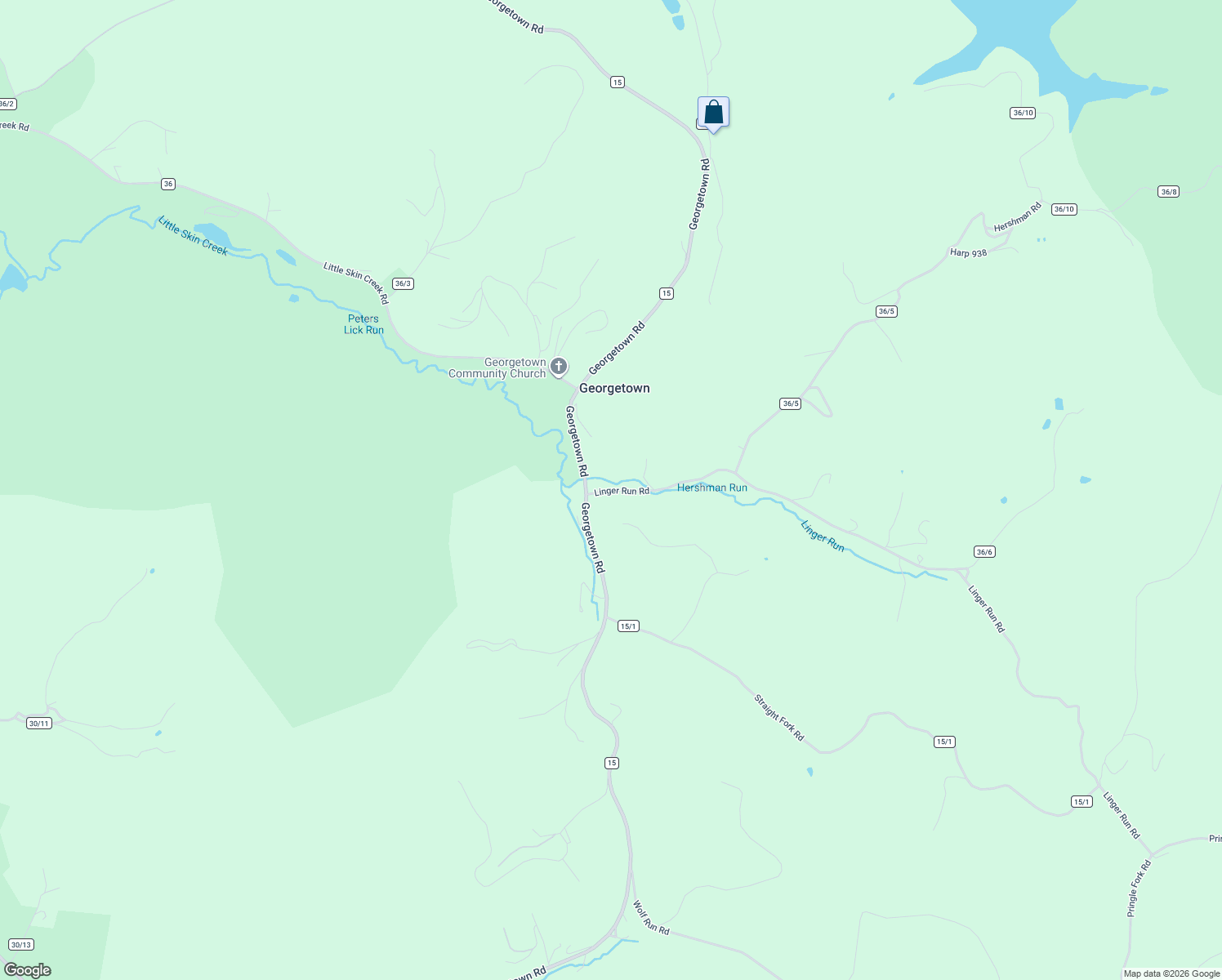 map of restaurants, bars, coffee shops, grocery stores, and more near 42 Linger Run Road in Horner