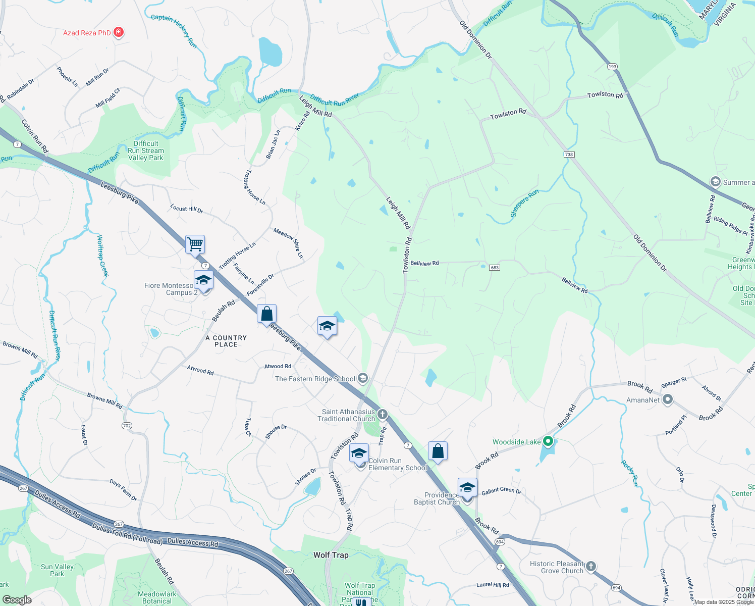 map of restaurants, bars, coffee shops, grocery stores, and more near 9103 Dara Lane in Great Falls
