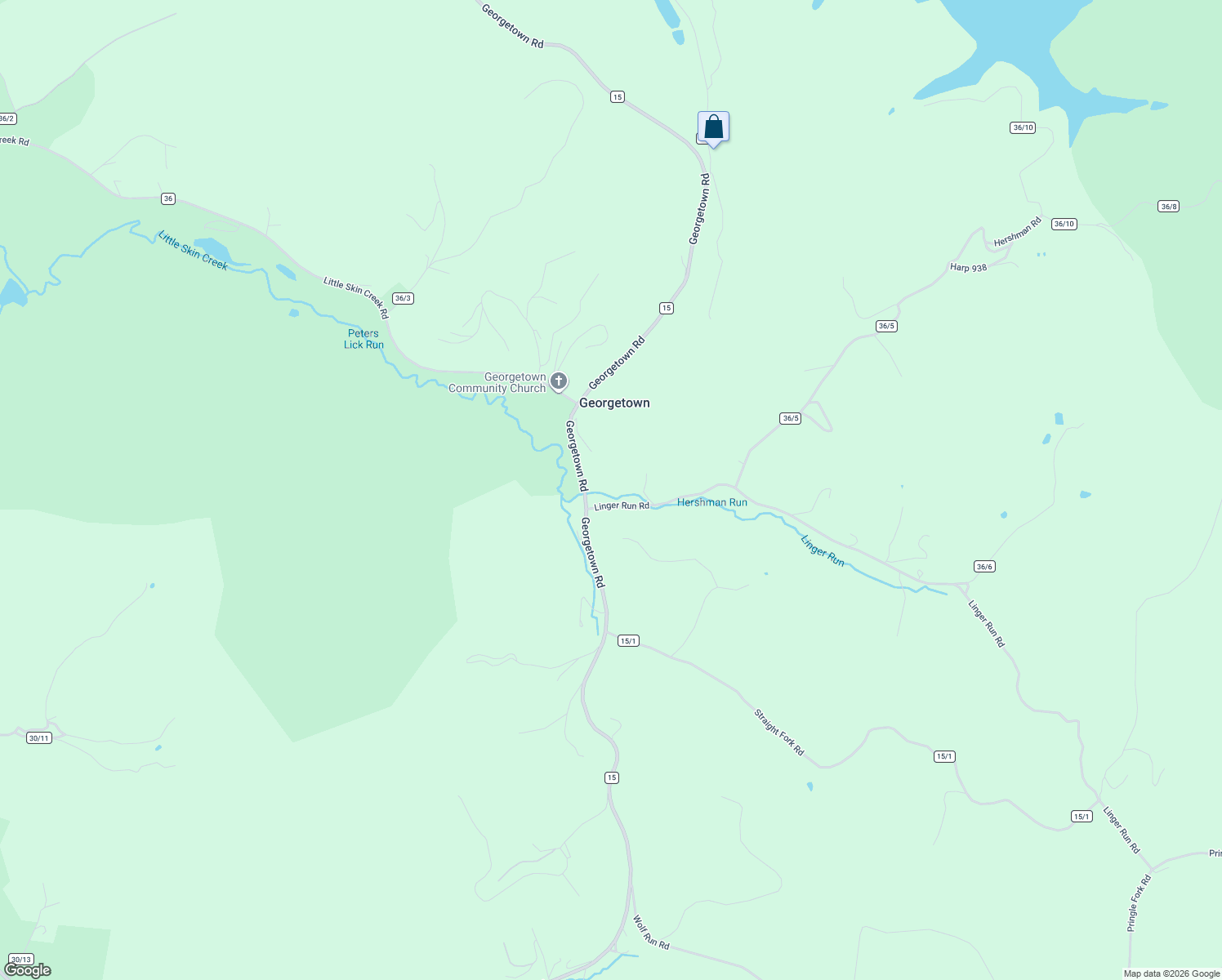 map of restaurants, bars, coffee shops, grocery stores, and more near 42 Linger Run Road in Horner