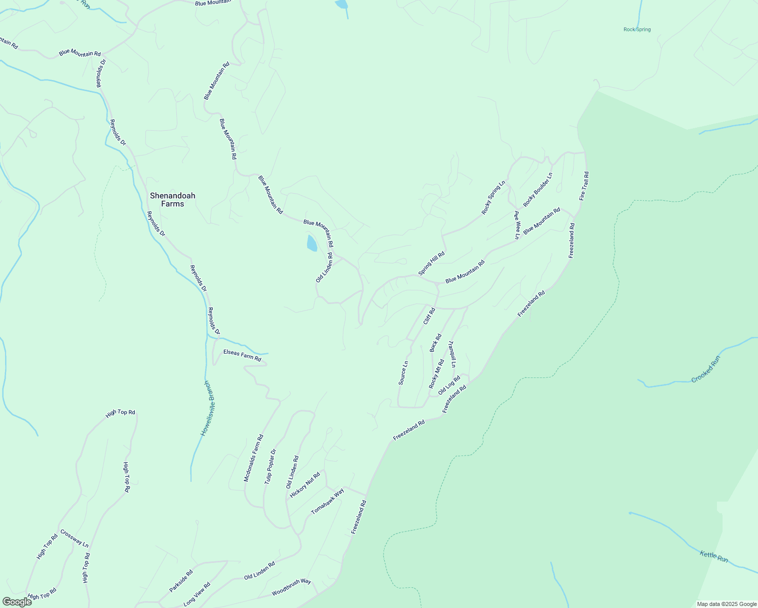 map of restaurants, bars, coffee shops, grocery stores, and more near 3910 Blue Mountain Road in Front Royal