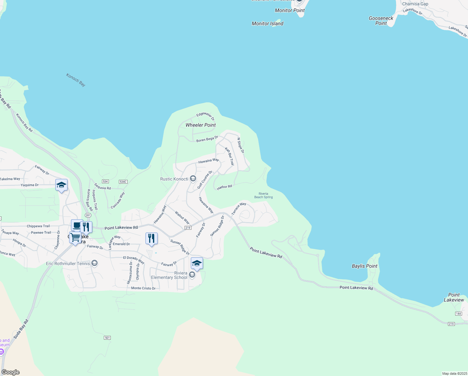map of restaurants, bars, coffee shops, grocery stores, and more near 10789 Harbor Road in Kelseyville