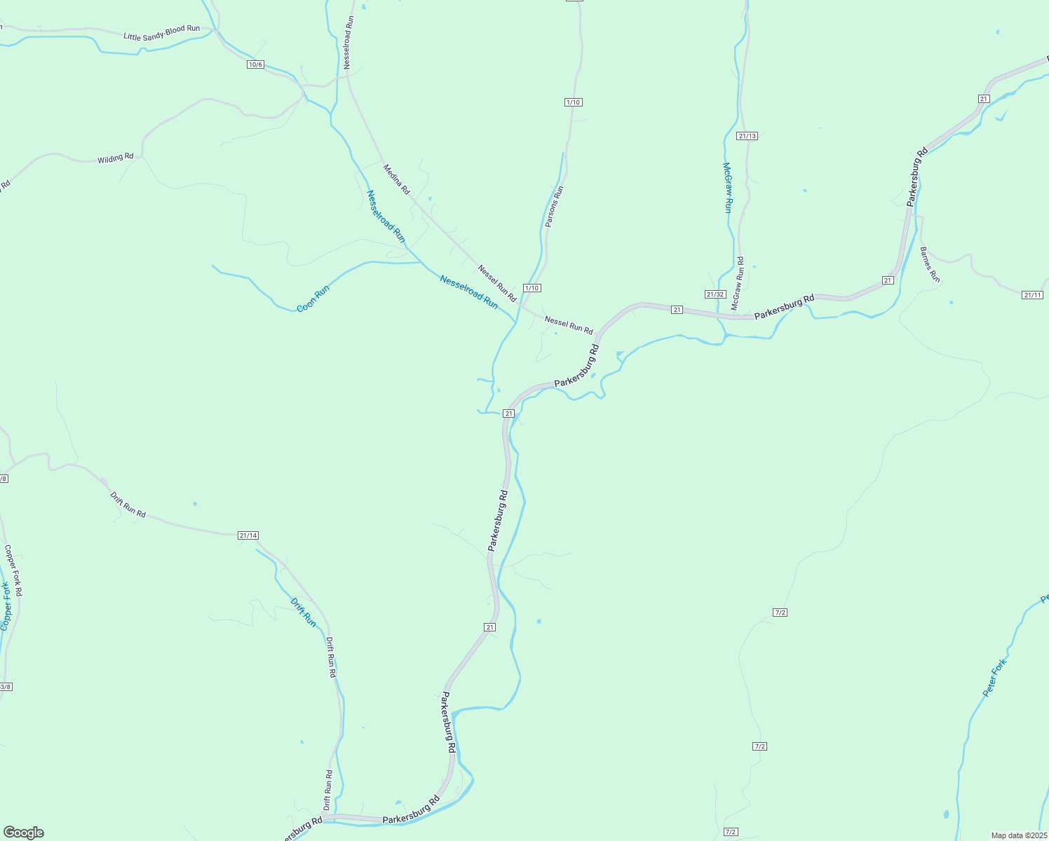 map of restaurants, bars, coffee shops, grocery stores, and more near 1167 Parkersburg Road in Sandyville
