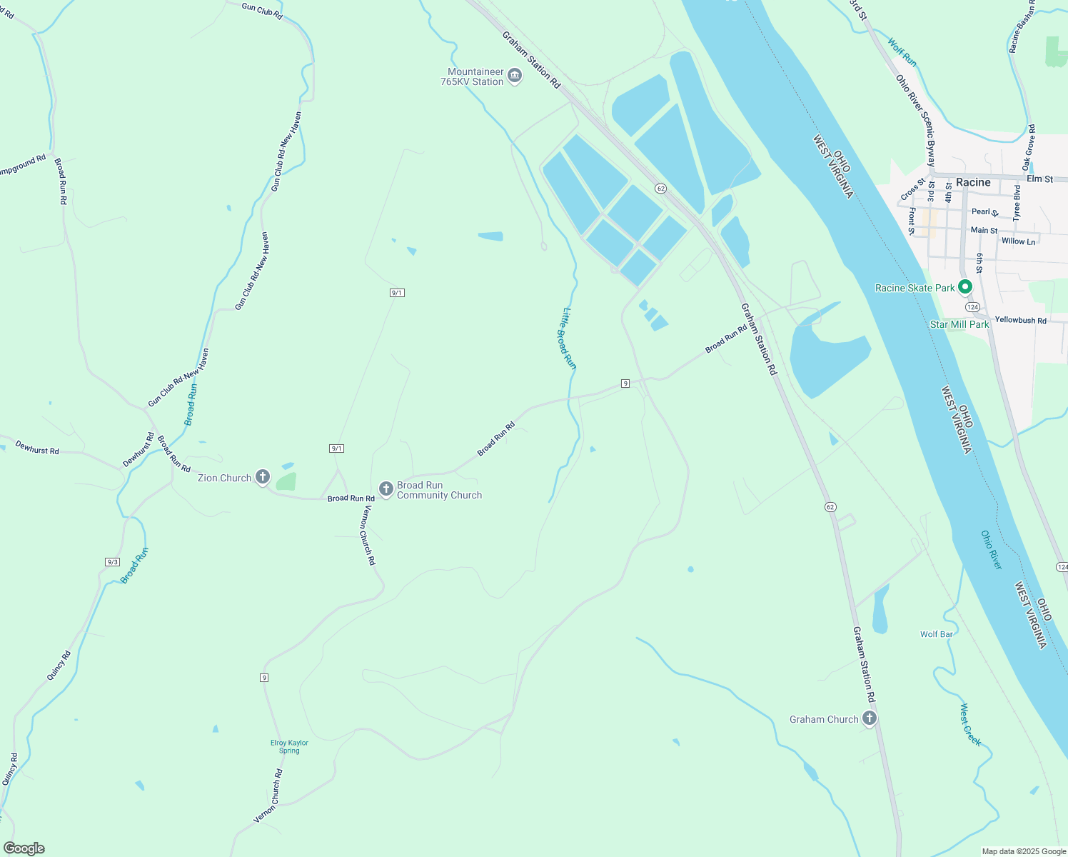 map of restaurants, bars, coffee shops, grocery stores, and more near 1595 Broad Run Road in Letart