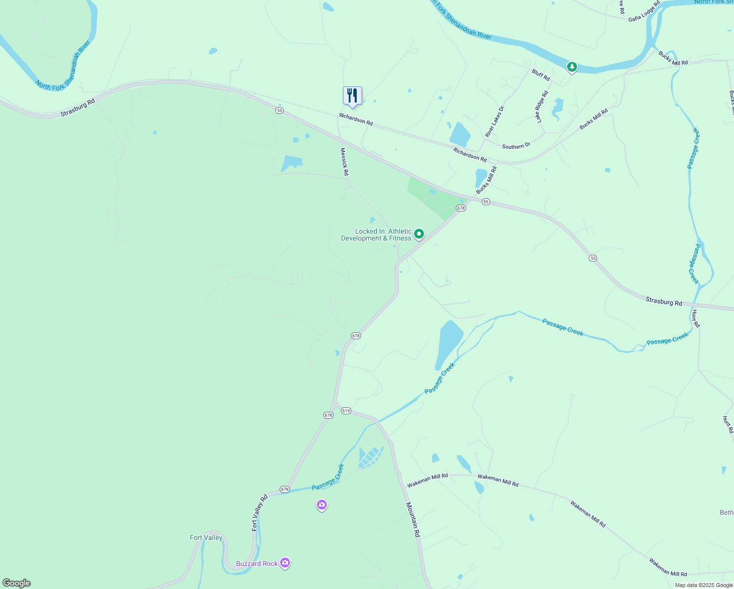 map of restaurants, bars, coffee shops, grocery stores, and more near 97 Lower Court in Strasburg