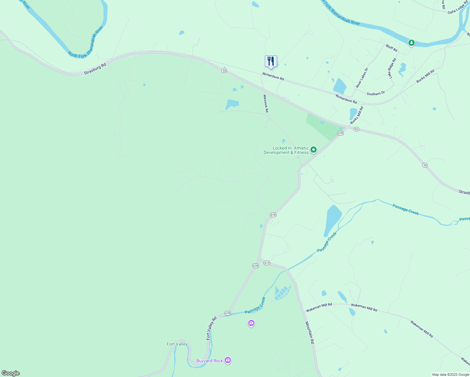 map of restaurants, bars, coffee shops, grocery stores, and more near 653 Lower Valley Road in Strasburg