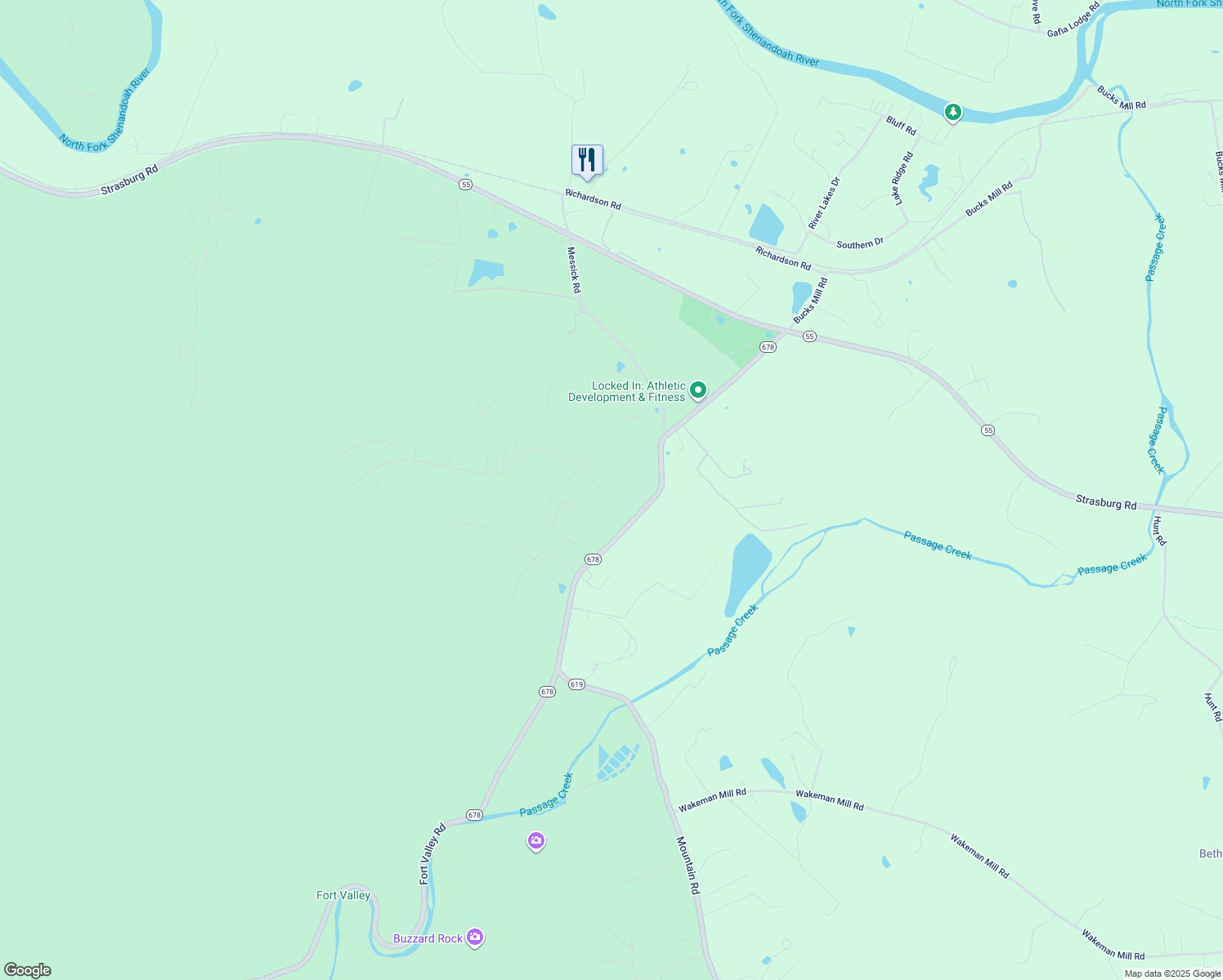 map of restaurants, bars, coffee shops, grocery stores, and more near 97 Lower Court in Strasburg