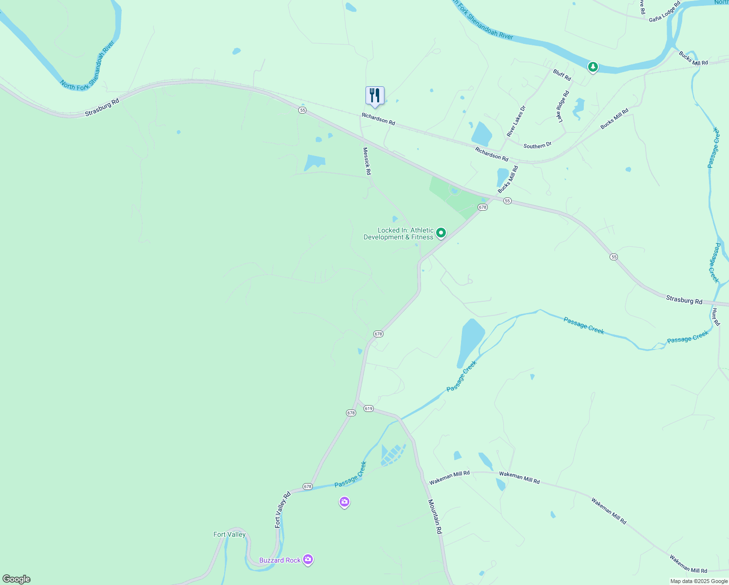map of restaurants, bars, coffee shops, grocery stores, and more near Lower Valley Road in Warren County
