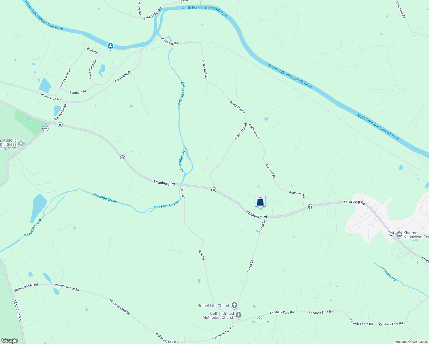 map of restaurants, bars, coffee shops, grocery stores, and more near 172 Rogers Mill Road in Strasburg