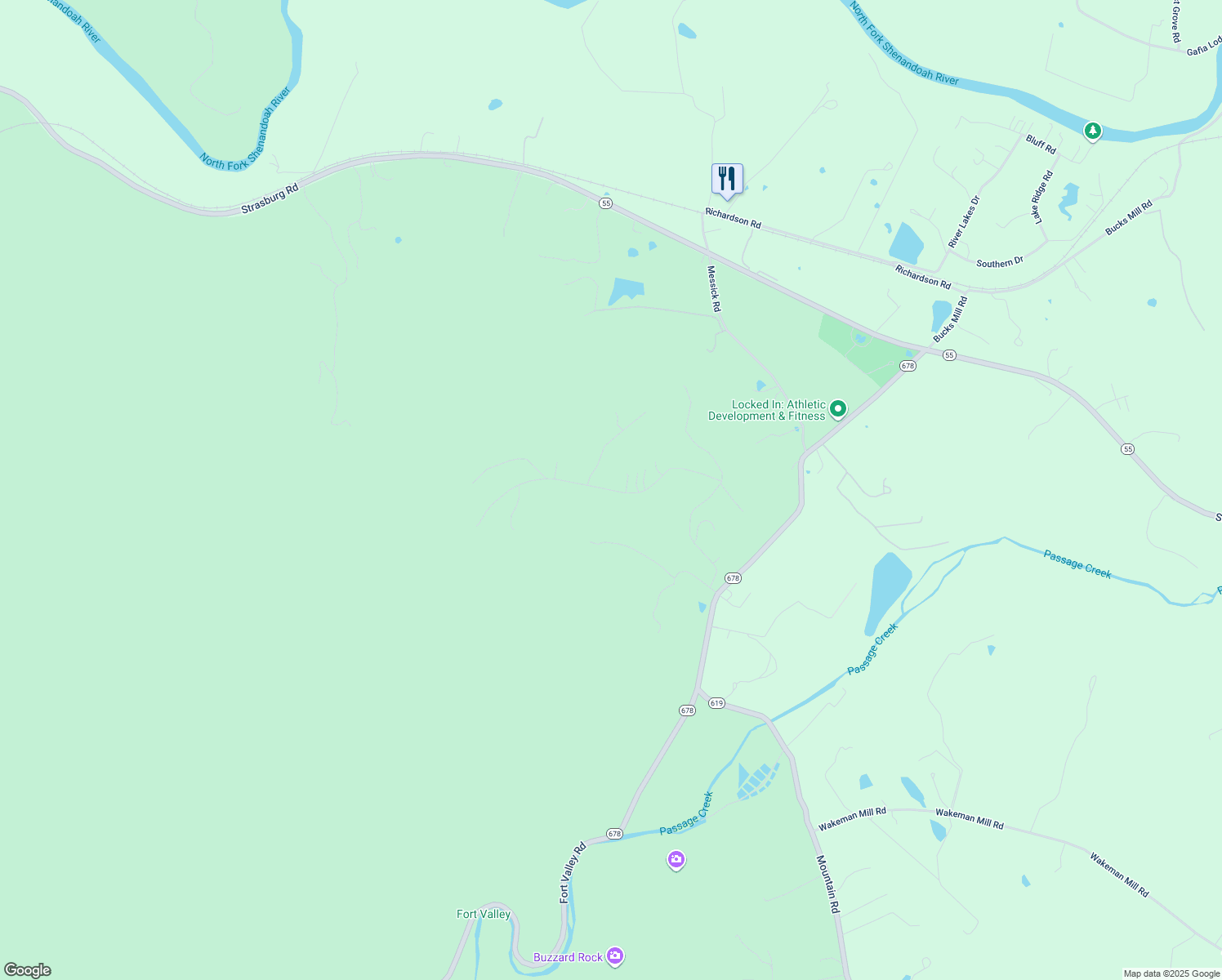 map of restaurants, bars, coffee shops, grocery stores, and more near Lower Valley Road in Warren County