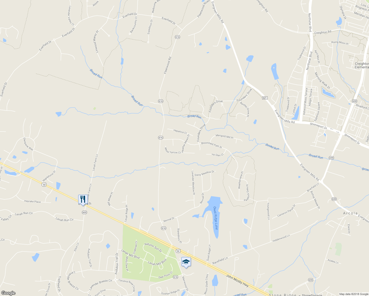 map of restaurants, bars, coffee shops, grocery stores, and more near 23726 Heather Mews Drive in Ashburn