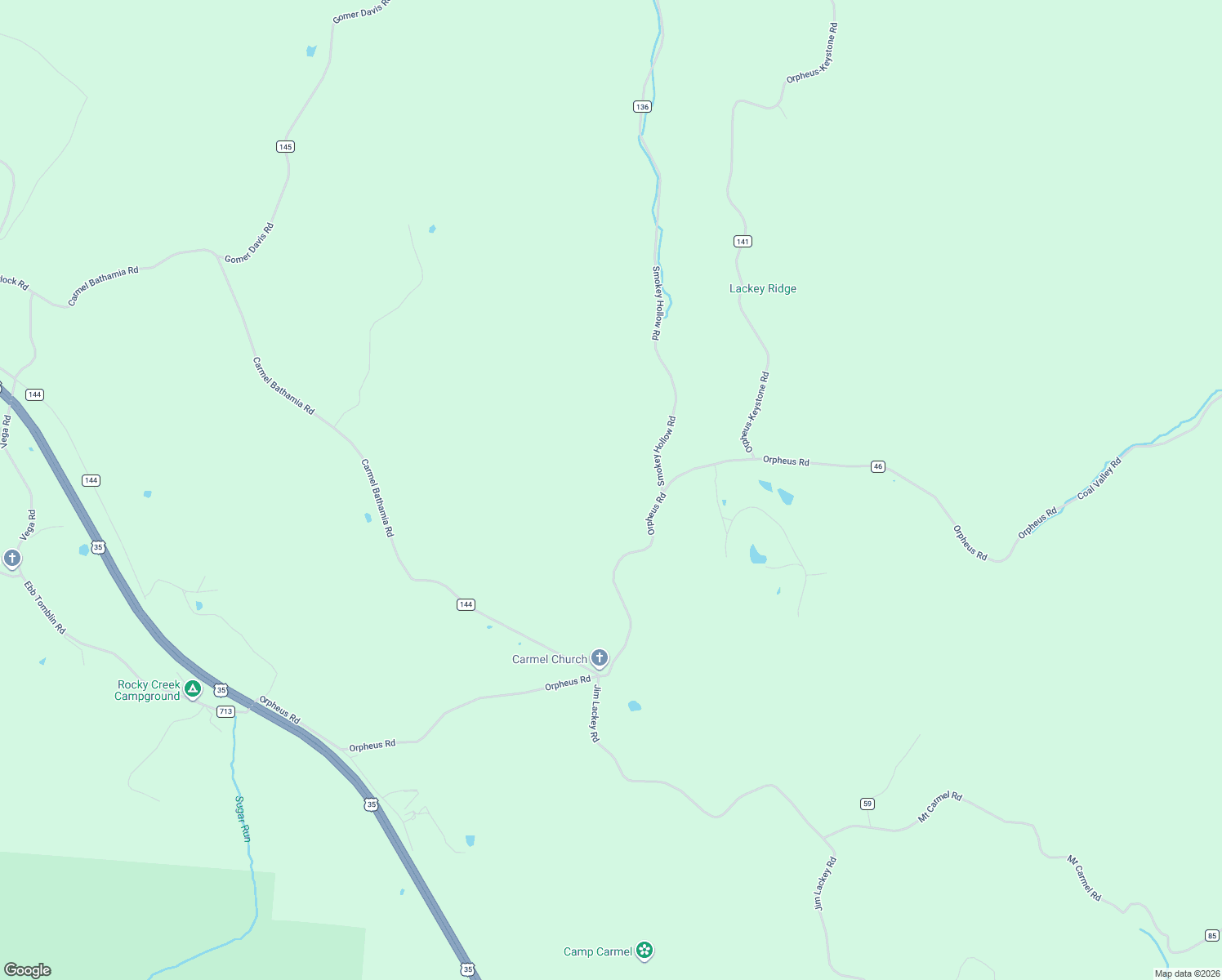 map of restaurants, bars, coffee shops, grocery stores, and more near 1510 Orpheus Road in Jackson County
