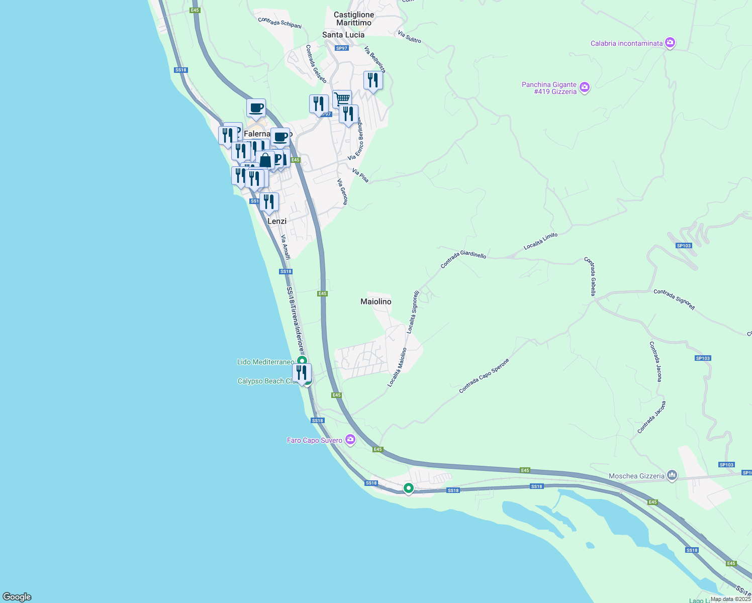map of restaurants, bars, coffee shops, grocery stores, and more near in Maiolino