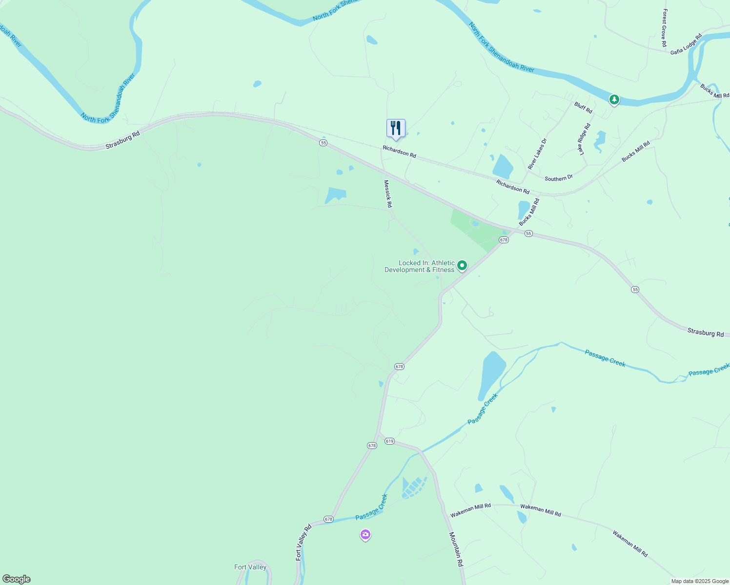 map of restaurants, bars, coffee shops, grocery stores, and more near 524 Lower Valley Road in Strasburg