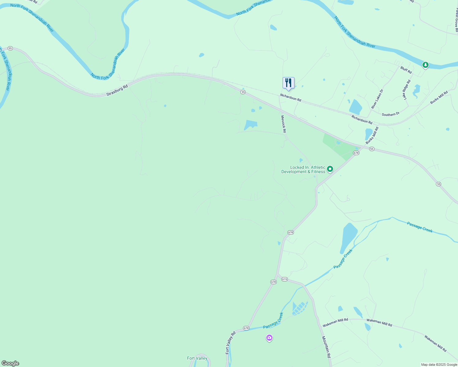 map of restaurants, bars, coffee shops, grocery stores, and more near 876 Lower Valley Road in Strasburg