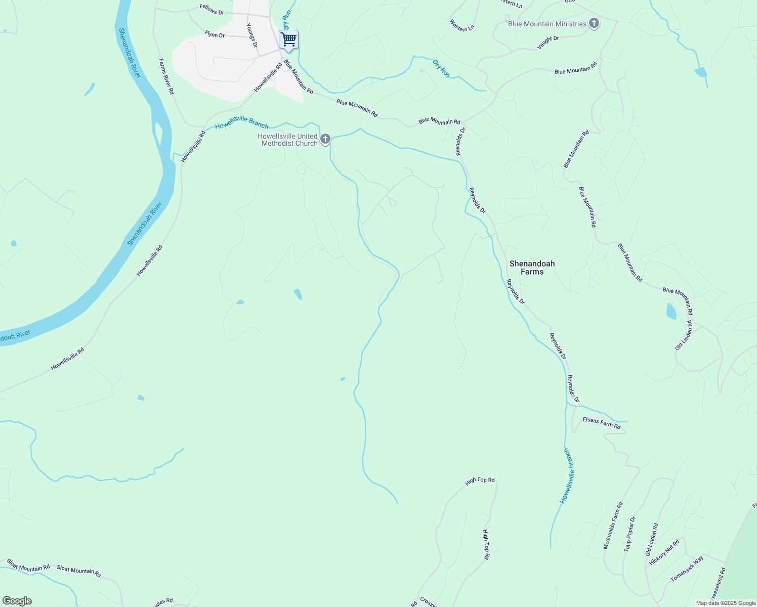 map of restaurants, bars, coffee shops, grocery stores, and more near 1399 Hardesty Road in Front Royal