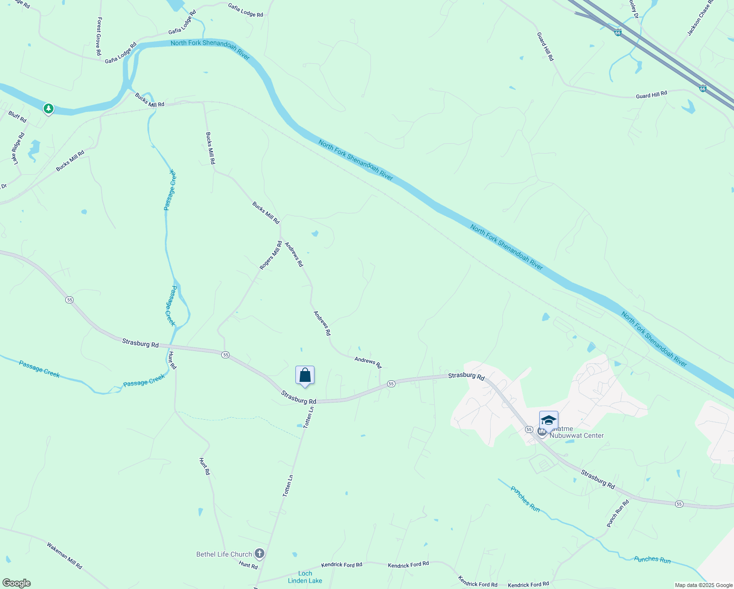 map of restaurants, bars, coffee shops, grocery stores, and more near 246 Mitchell Drive in Strasburg