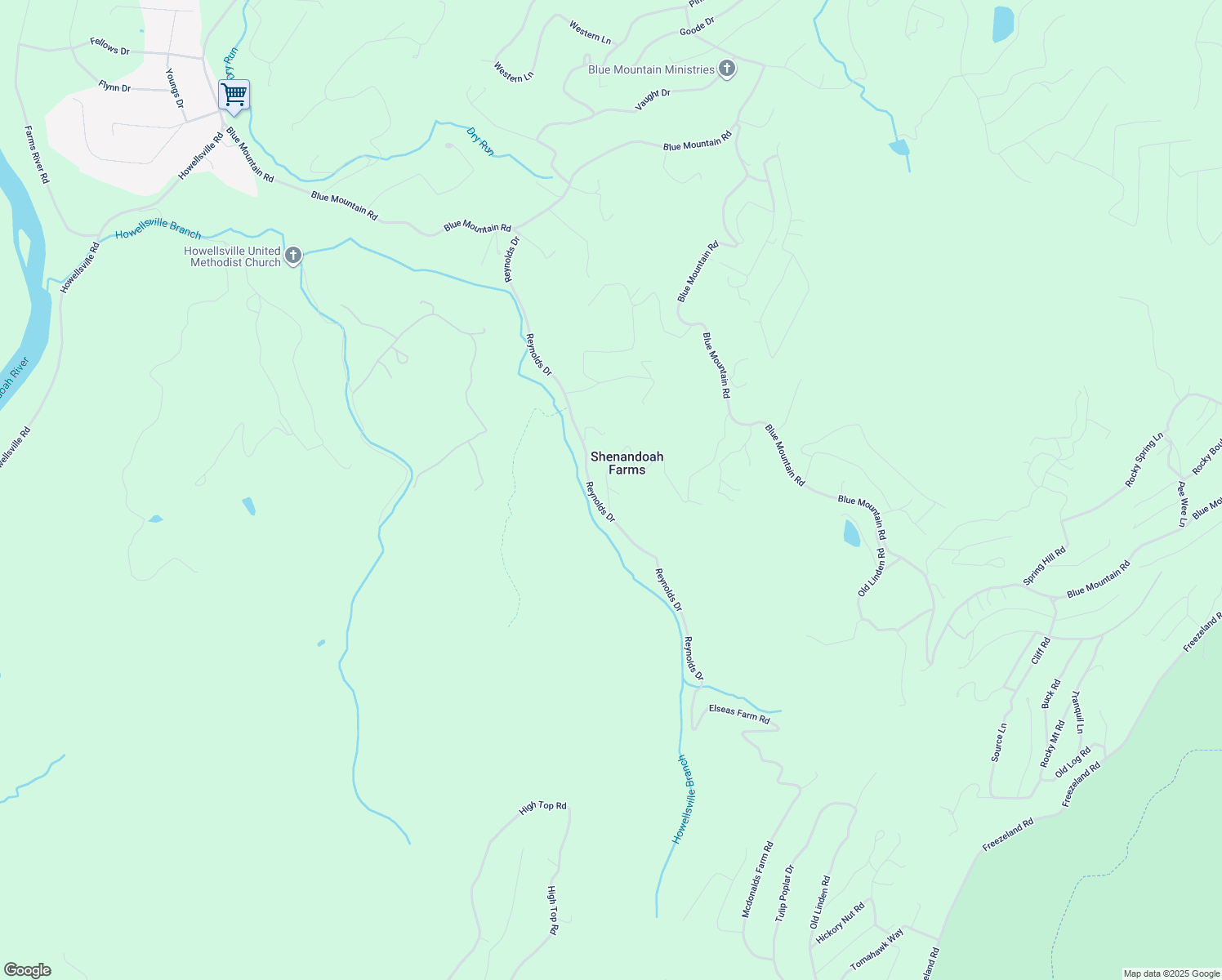 map of restaurants, bars, coffee shops, grocery stores, and more near Confederate Avenue in Shenandoah Farms
