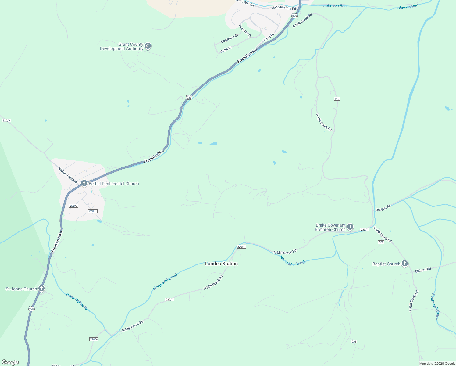 map of restaurants, bars, coffee shops, grocery stores, and more near My Way Drive in Grant County