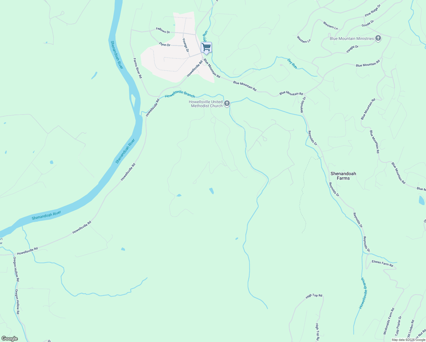 map of restaurants, bars, coffee shops, grocery stores, and more near Quiet Hollow Way in Front Royal