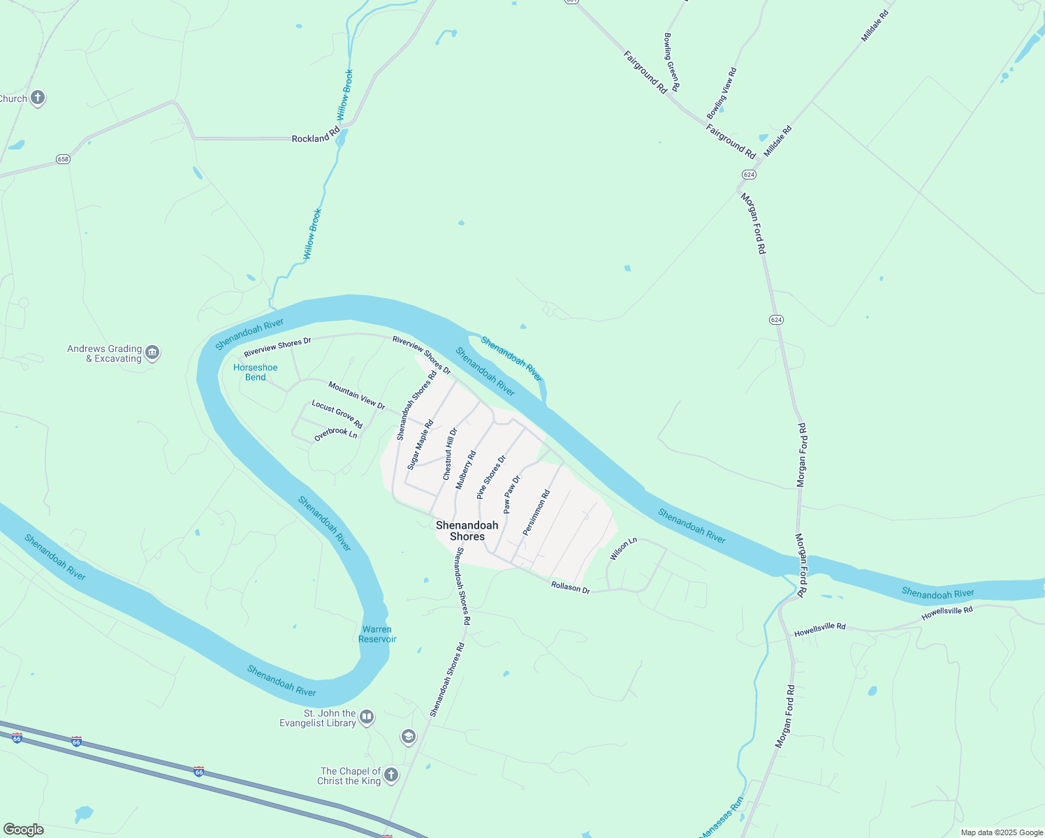 map of restaurants, bars, coffee shops, grocery stores, and more near 1069 Riverview Shores Drive in Front Royal