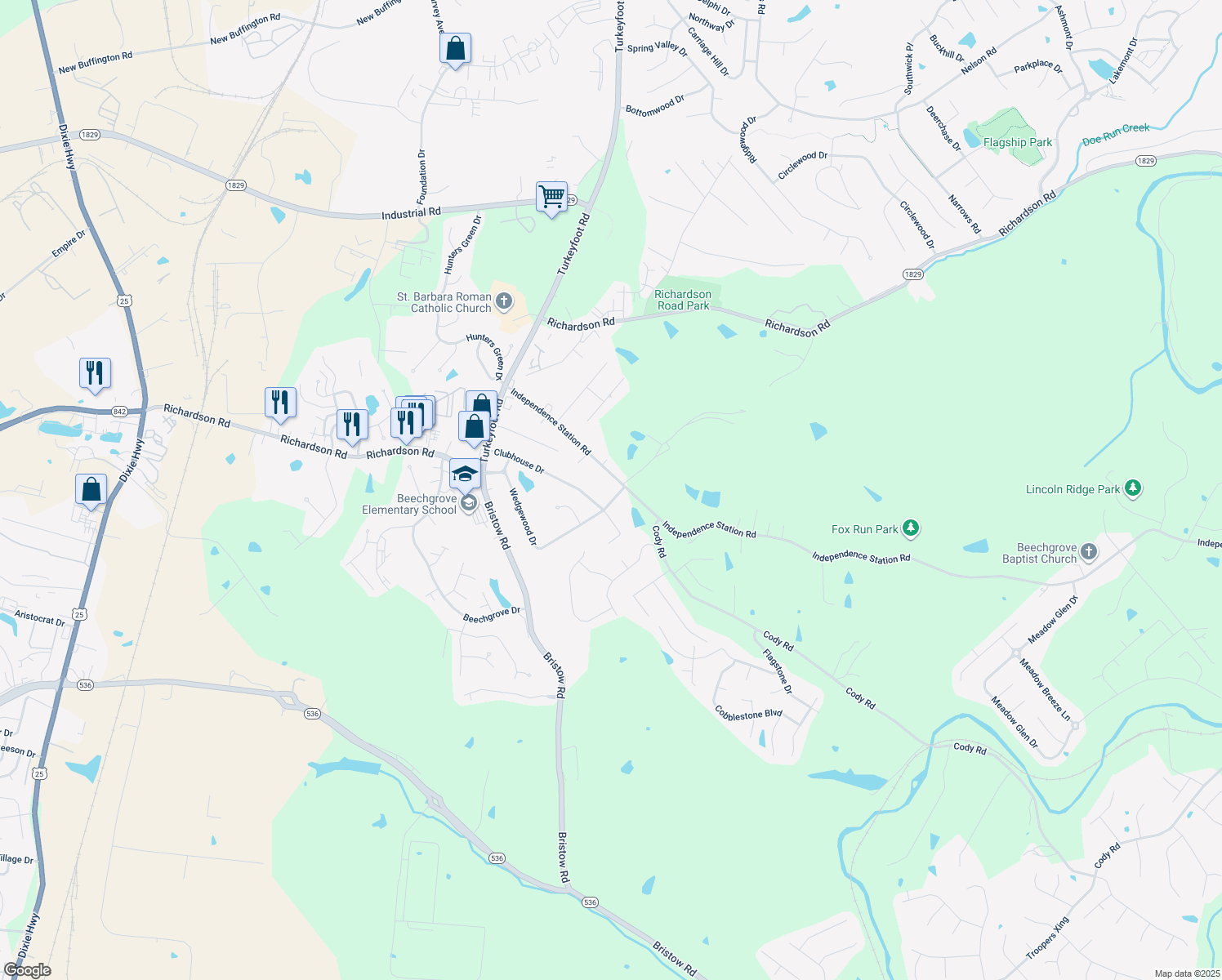 map of restaurants, bars, coffee shops, grocery stores, and more near 908 Pearl Dr in Independence