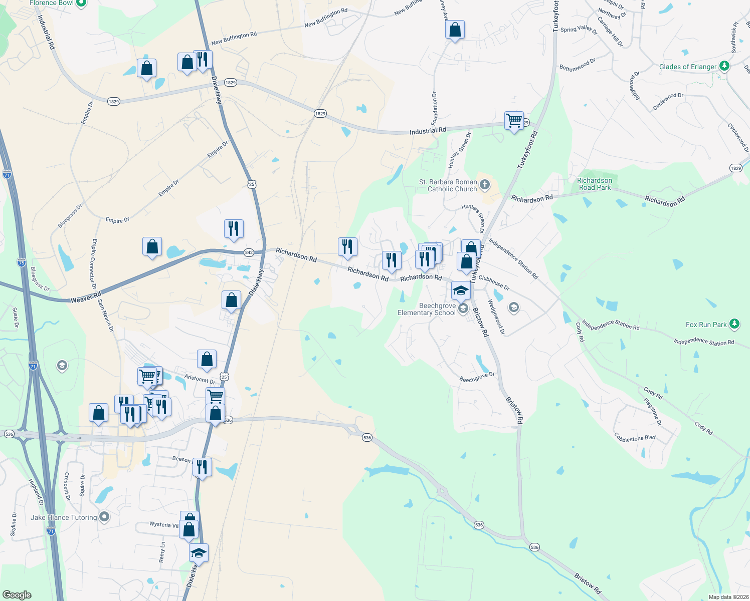 map of restaurants, bars, coffee shops, grocery stores, and more near 4265 Catalpa Dr in Independence