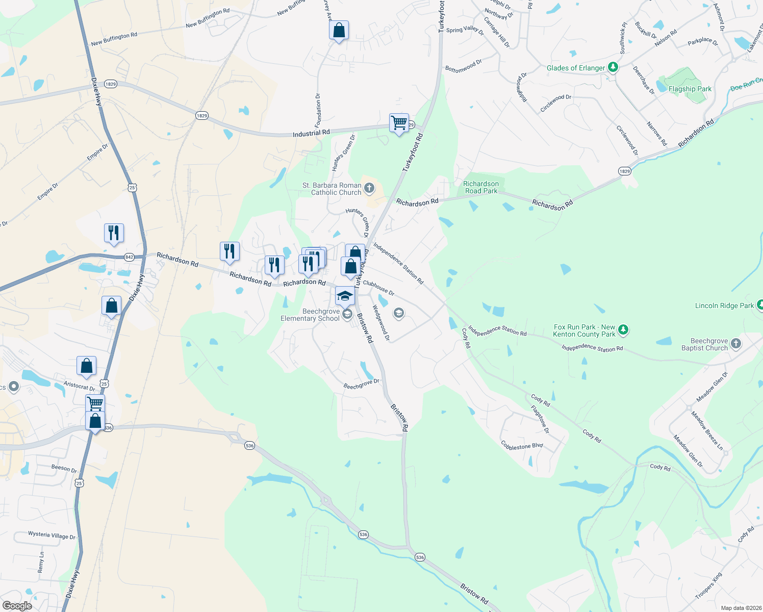 map of restaurants, bars, coffee shops, grocery stores, and more near 1030 Wedgewood Dr in Independence