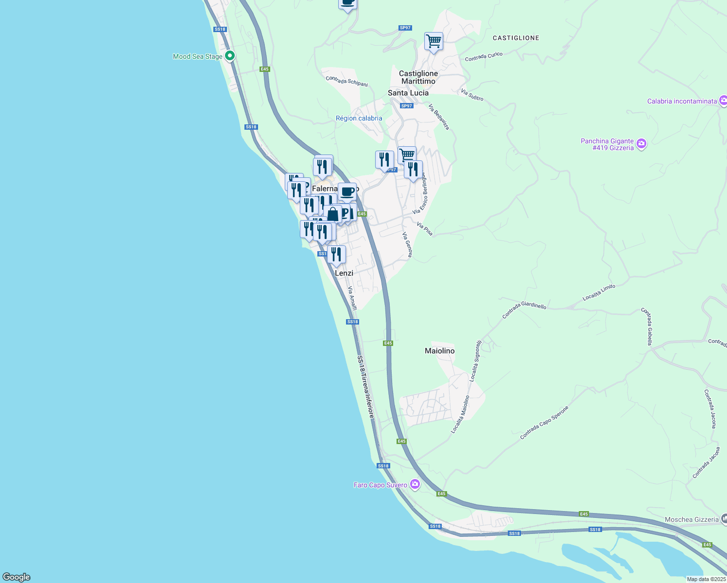 map of restaurants, bars, coffee shops, grocery stores, and more near 25 Traversa III Amalfi in Provincia di Catanzaro