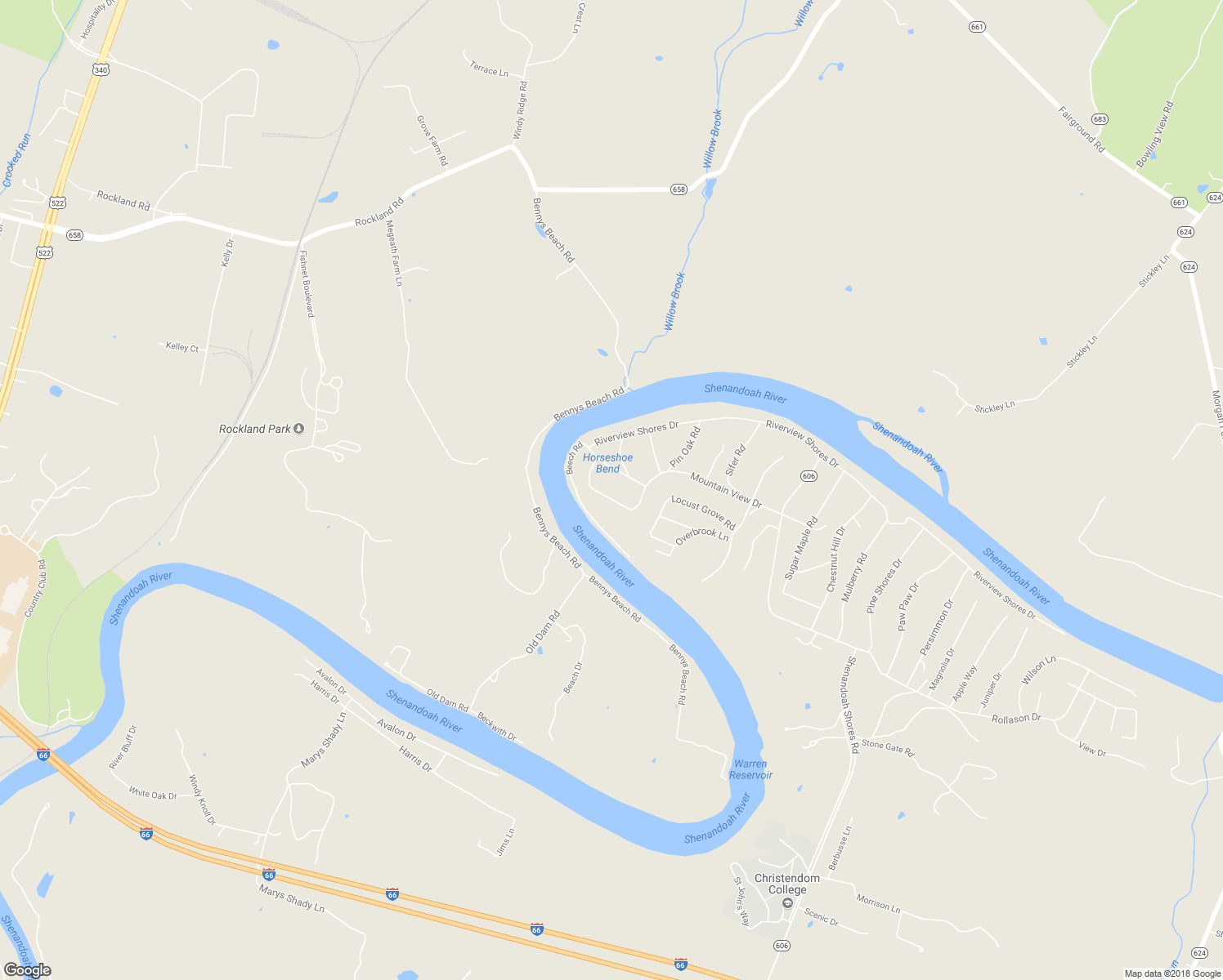 map of restaurants, bars, coffee shops, grocery stores, and more near 79 Beech Road in Front Royal