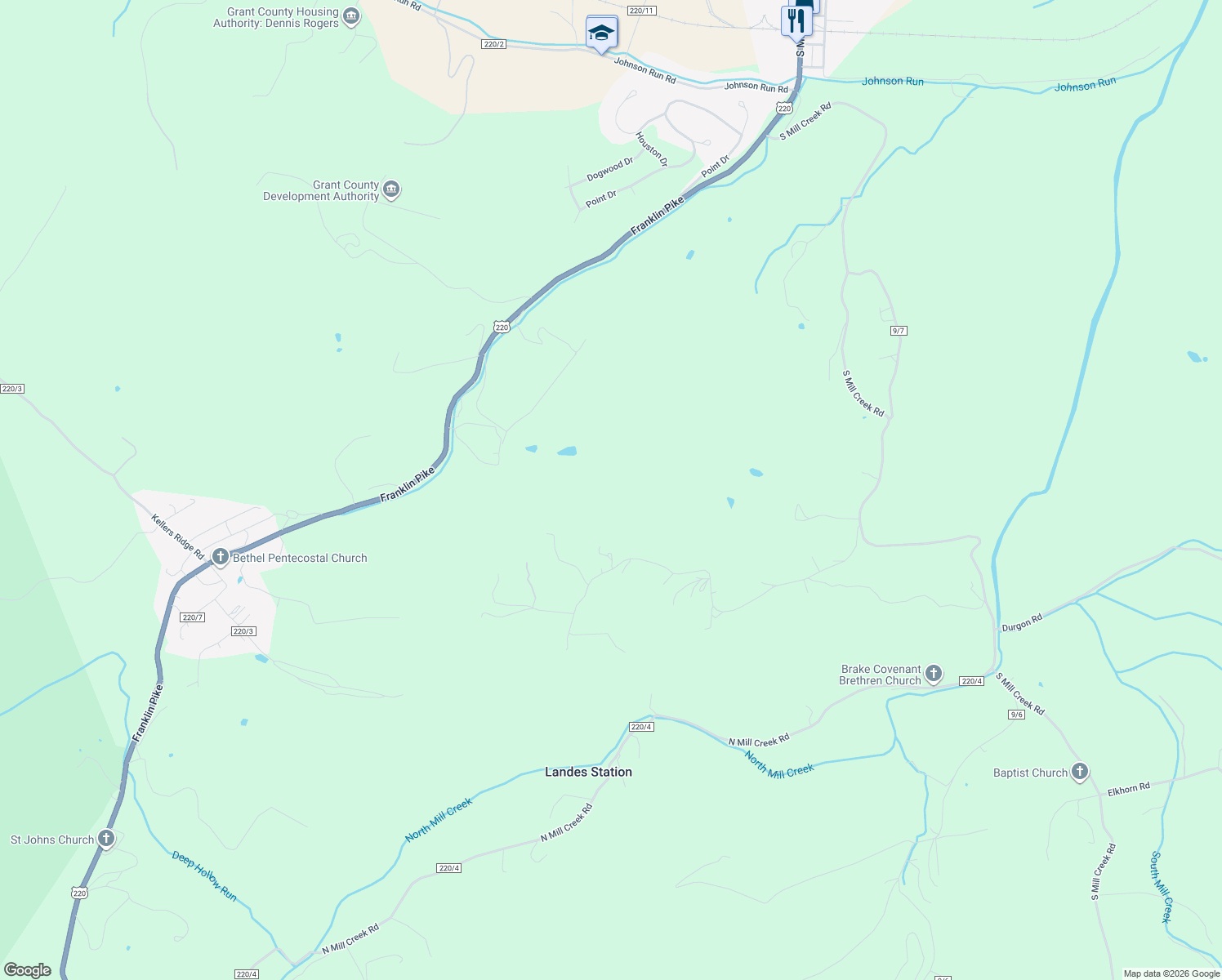 map of restaurants, bars, coffee shops, grocery stores, and more near My Way Drive in Petersburg