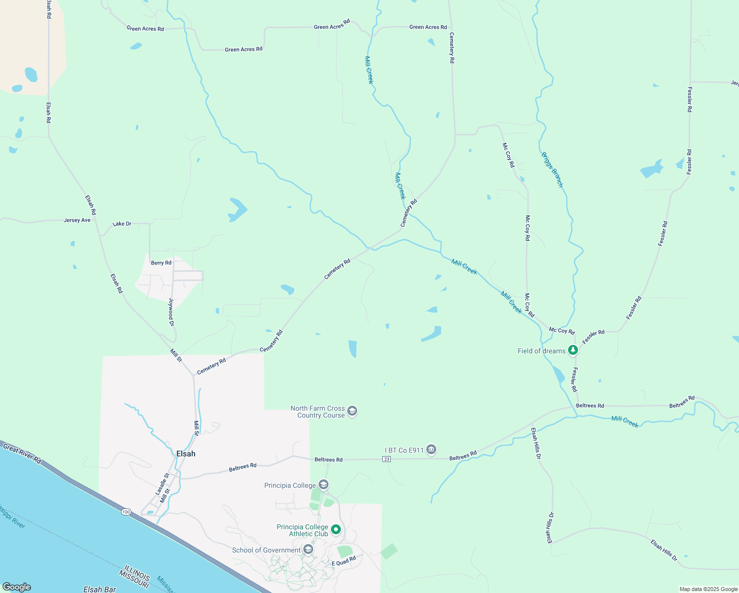 map of restaurants, bars, coffee shops, grocery stores, and more near 7770 Walnut Point in Elsah