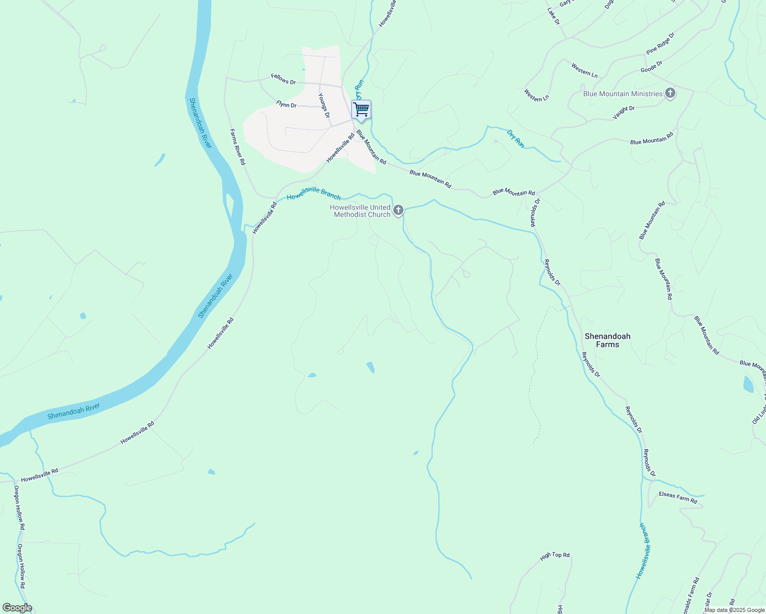 map of restaurants, bars, coffee shops, grocery stores, and more near Quiet Hollow Way in Front Royal