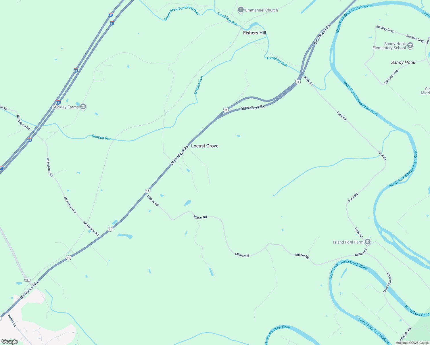map of restaurants, bars, coffee shops, grocery stores, and more near 29122 Old Valley Pike in Strasburg