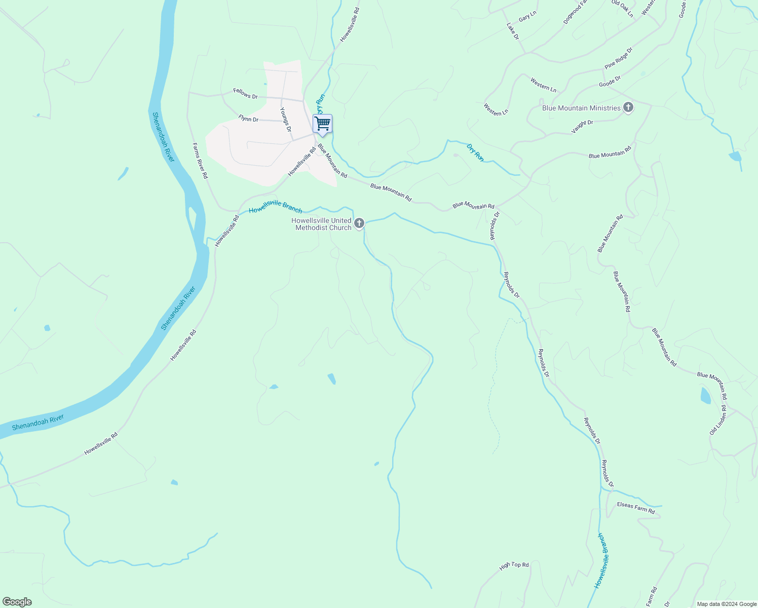 map of restaurants, bars, coffee shops, grocery stores, and more near 784 Howellsville Heights Circle in Front Royal