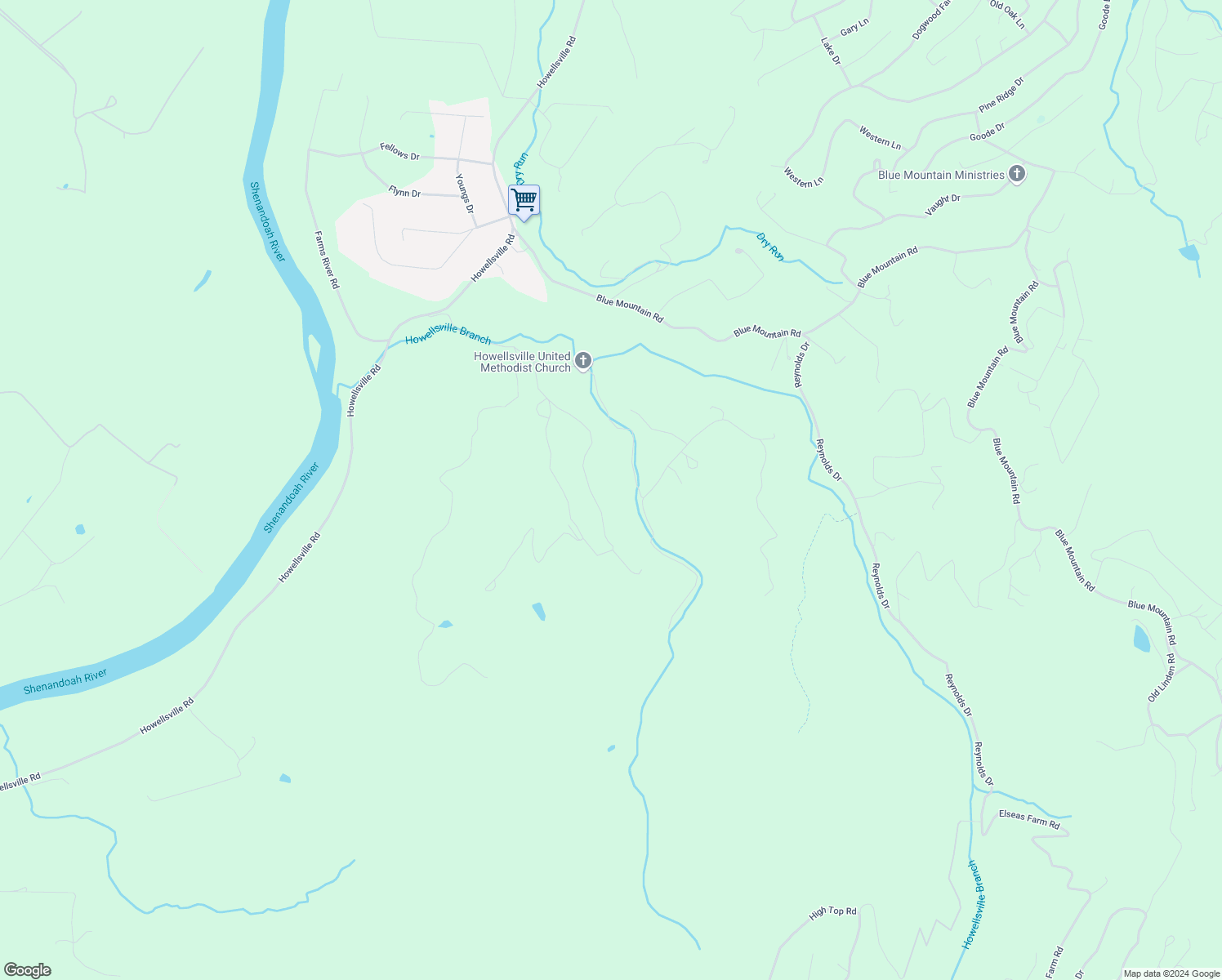 map of restaurants, bars, coffee shops, grocery stores, and more near 784 Howellsville Heights Circle in Front Royal