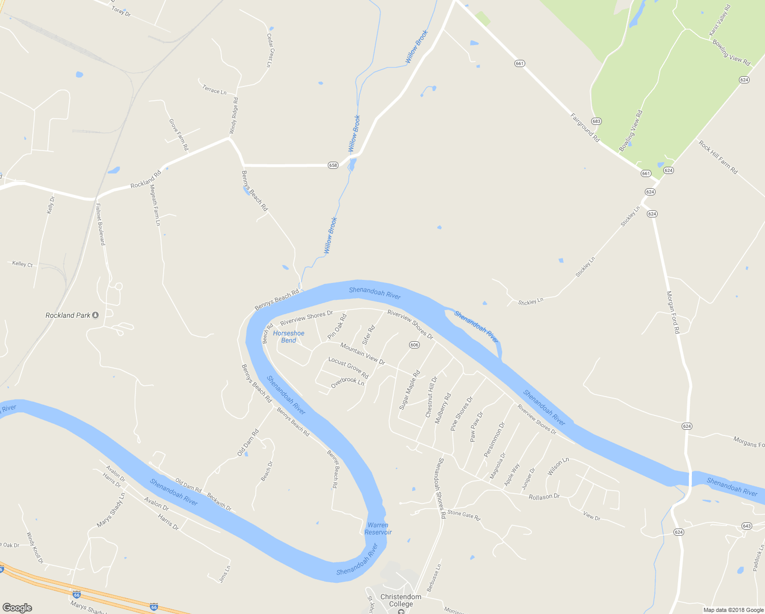 map of restaurants, bars, coffee shops, grocery stores, and more near 489 Riverview Shores Drive in Front Royal