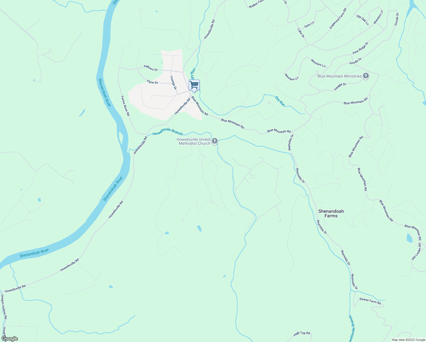 map of restaurants, bars, coffee shops, grocery stores, and more near 945 Howellsville Heights Circle in Front Royal