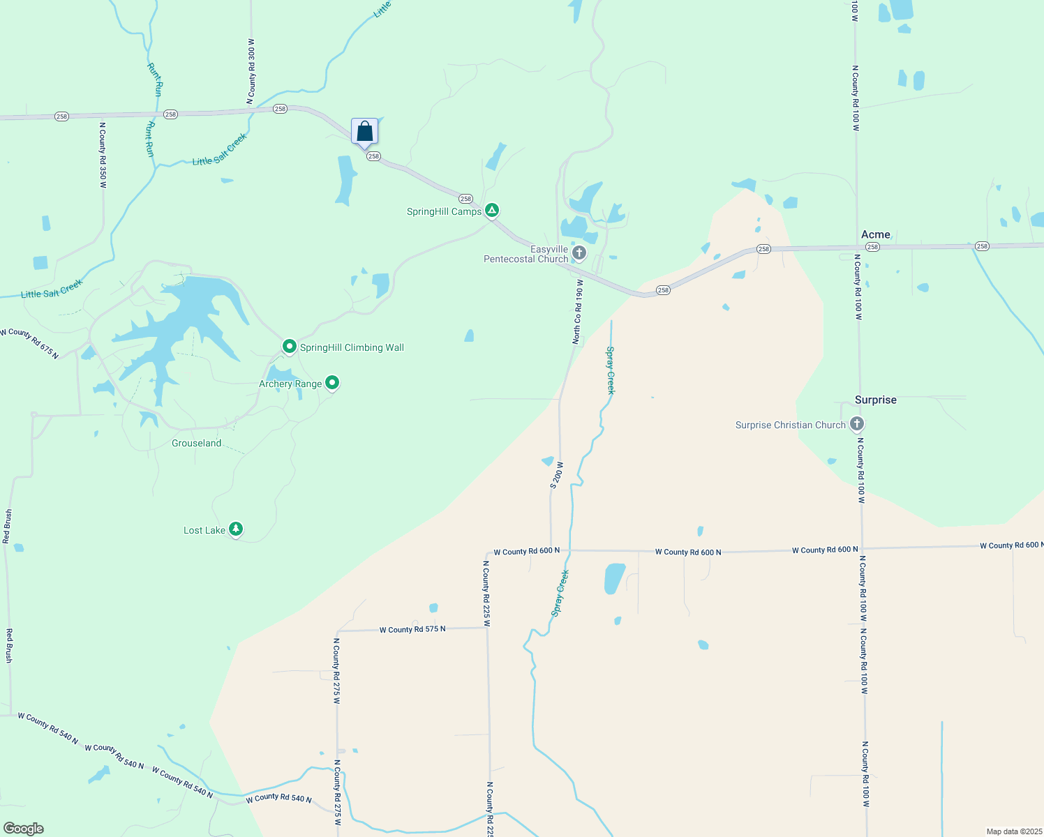 map of restaurants, bars, coffee shops, grocery stores, and more near 6500 North County Road 200 West in Seymour