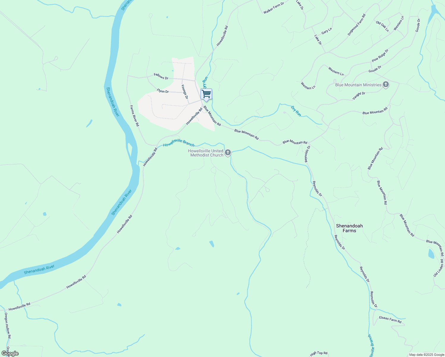 map of restaurants, bars, coffee shops, grocery stores, and more near 945 Howellsville Heights Circle in Front Royal