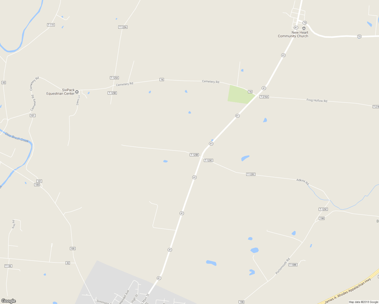 map of restaurants, bars, coffee shops, grocery stores, and more near 116 Conley Road in Peebles