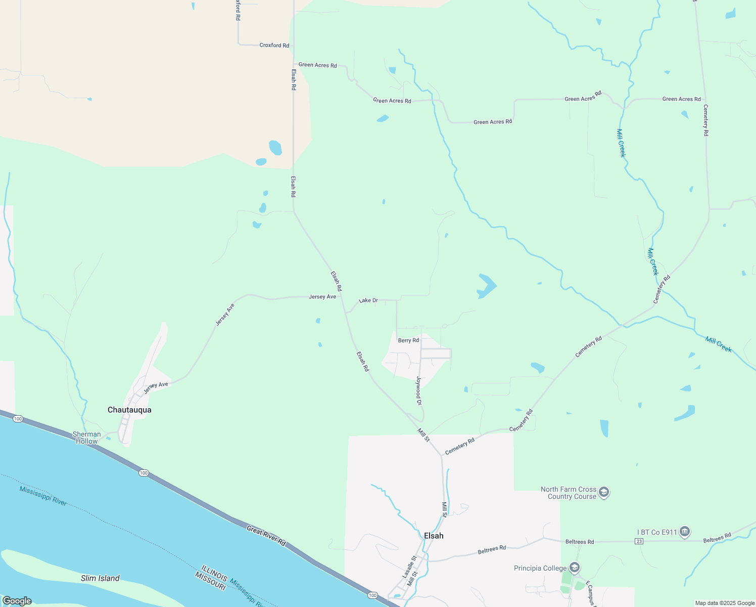 map of restaurants, bars, coffee shops, grocery stores, and more near 23149 Lake Drive in Elsah