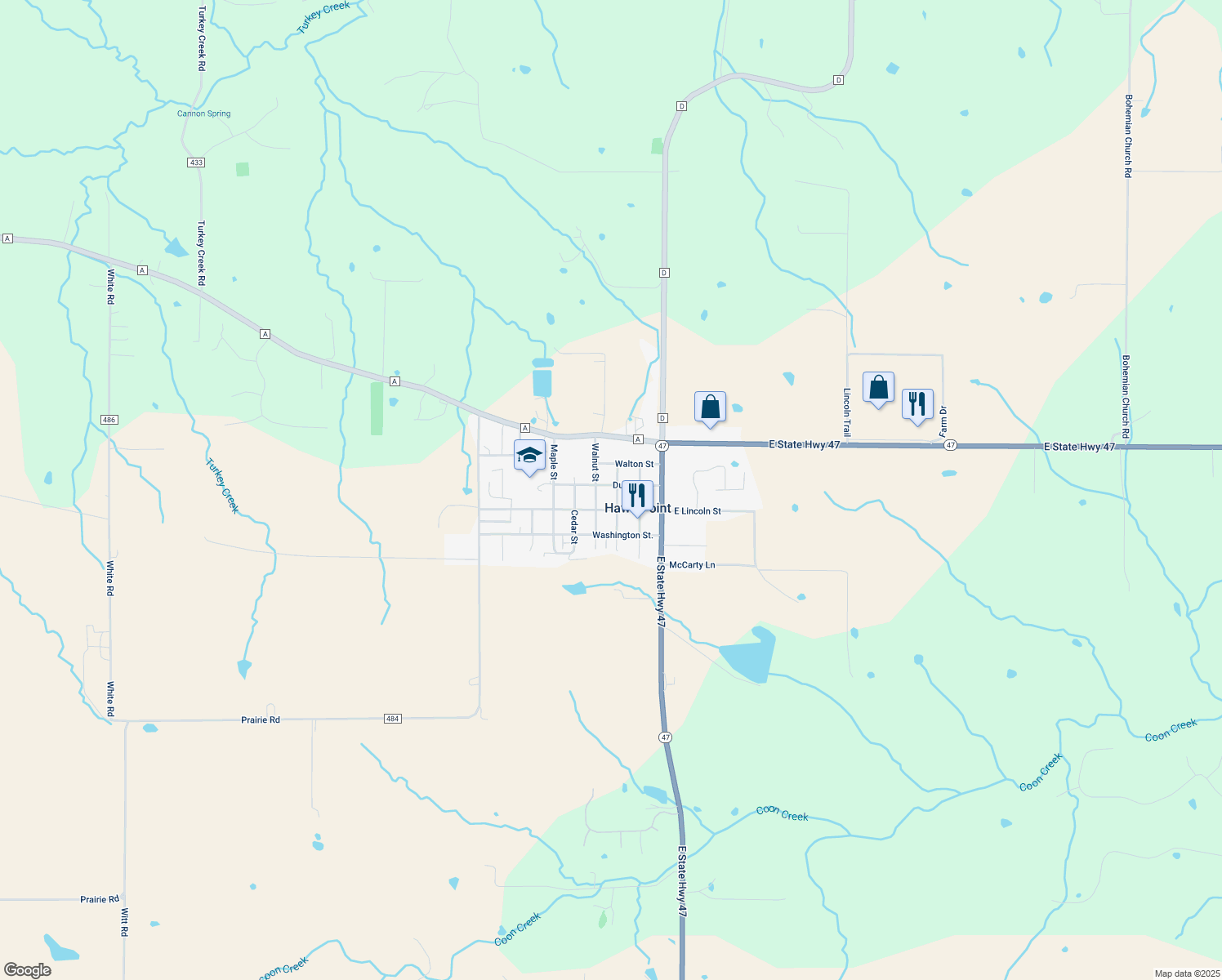 map of restaurants, bars, coffee shops, grocery stores, and more near 323 Chestnut Street in Hawk Point