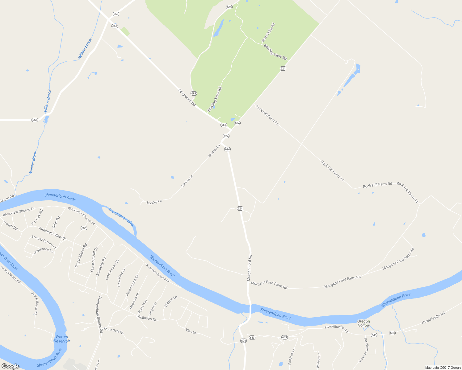 map of restaurants, bars, coffee shops, grocery stores, and more near 2425 Morgan Ford Road in Front Royal