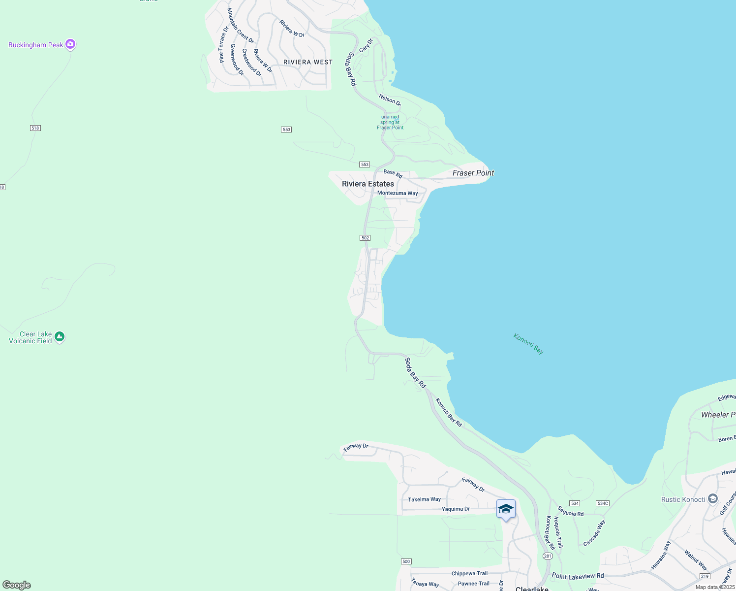map of restaurants, bars, coffee shops, grocery stores, and more near 8946 County Road 502 in Kelseyville