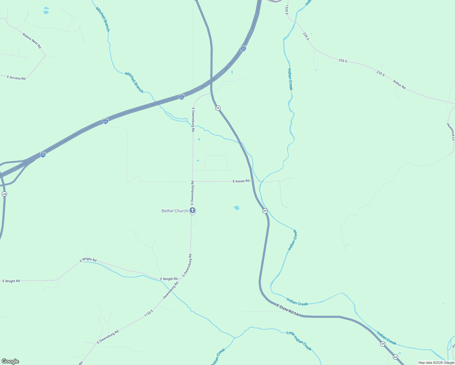 map of restaurants, bars, coffee shops, grocery stores, and more near 12742 East Inman Road in Springville