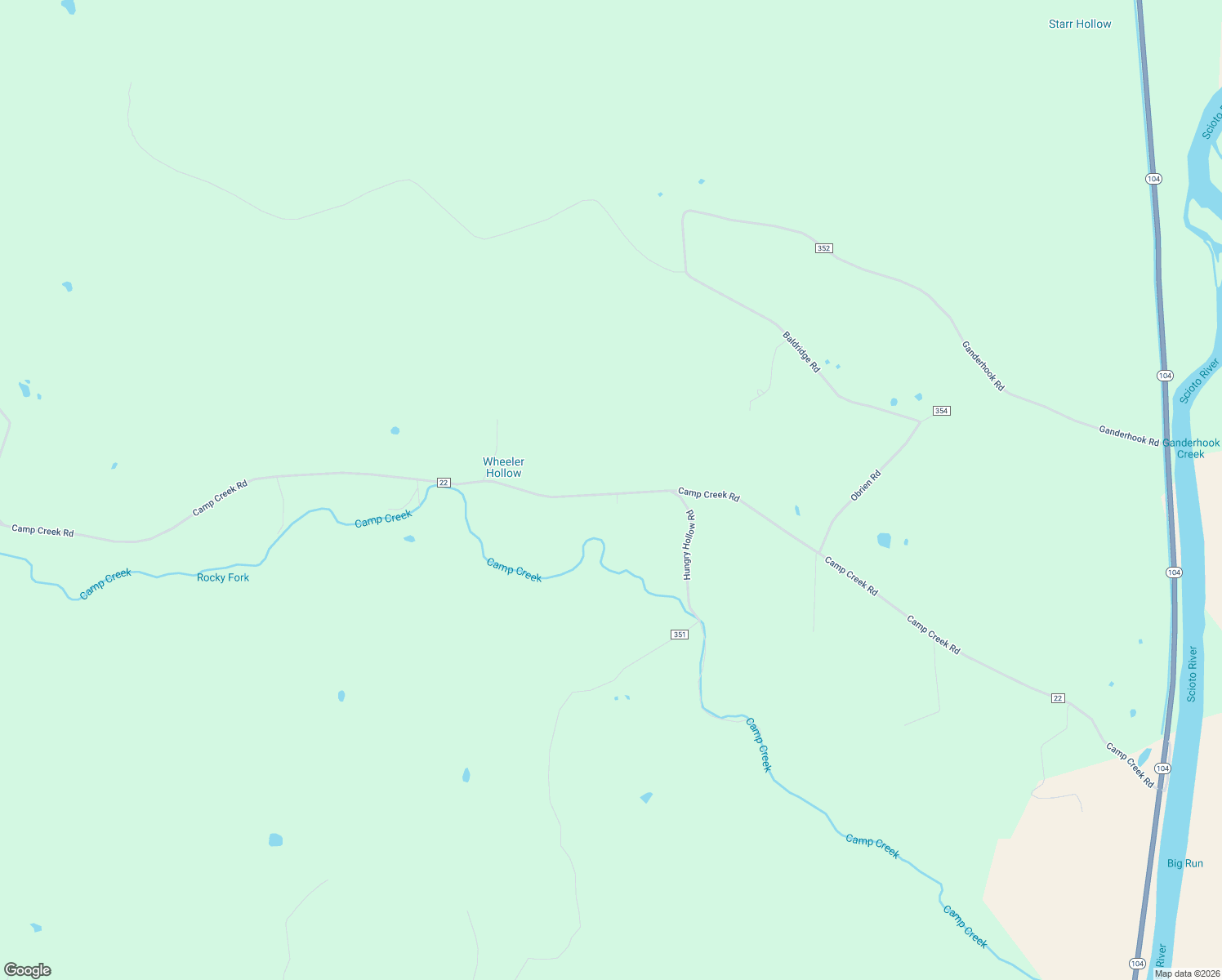 map of restaurants, bars, coffee shops, grocery stores, and more near 8619 Camp Creek Road in Lucasville
