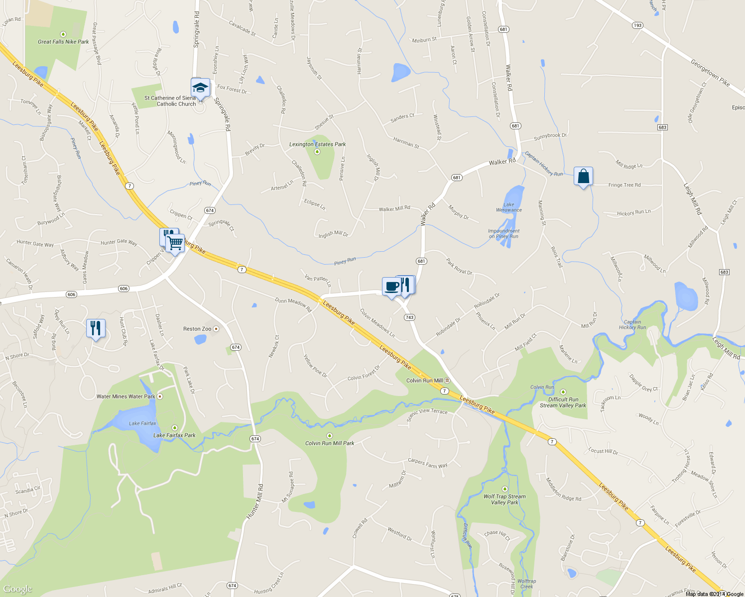 map of restaurants, bars, coffee shops, grocery stores, and more near 1203 Colvin Meadows Lane in Great Falls